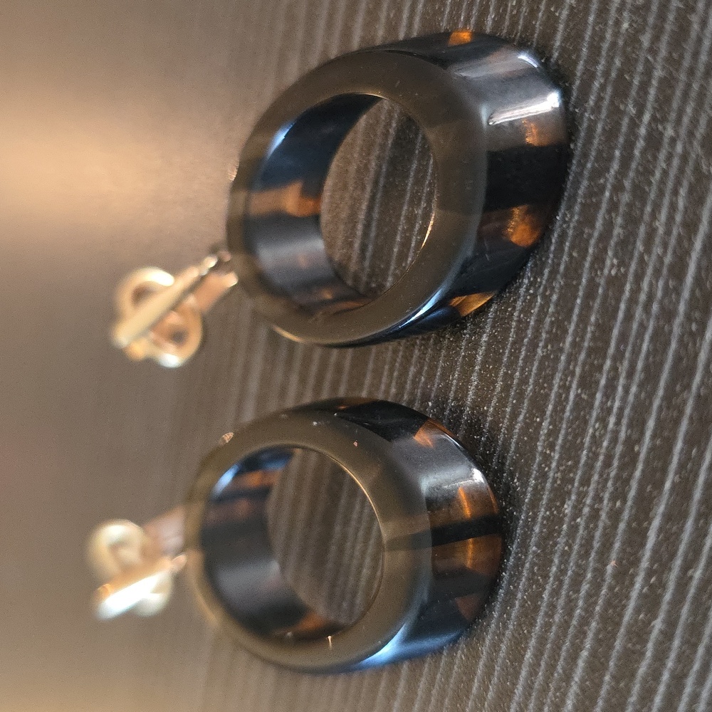 Vintage Lucite Oval Bias Cut Earrings